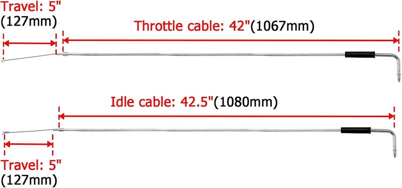 MoFun Extended Length 42" Throttle Cable and Idle Cable Kit Stainless Steel Compatible with Harley Sportster XL 883 1200 Dyna Softail Chrome - Image 3